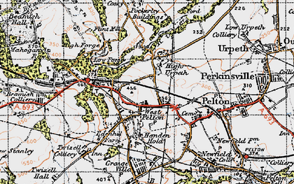 Old map of High Urpeth in 1947