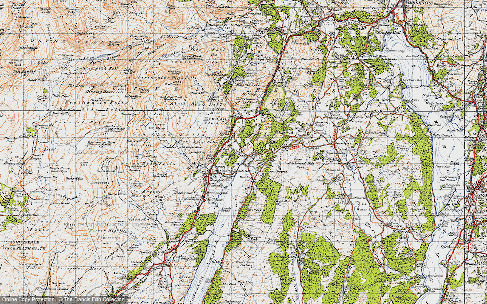Old Map of Historic Map covering Tarn Hows in 1947