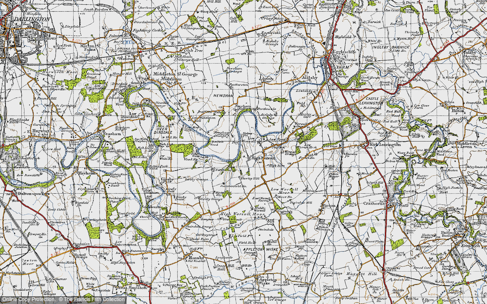 Old Map of Historic Map covering Bowlhole Wood in 1947
