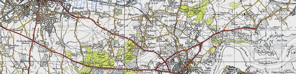 Old map of Higham in 1946