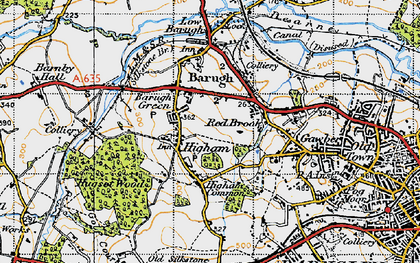 Old map of Higham in 1947