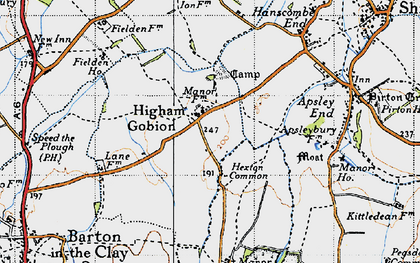 Old map of Higham Gobion in 1946