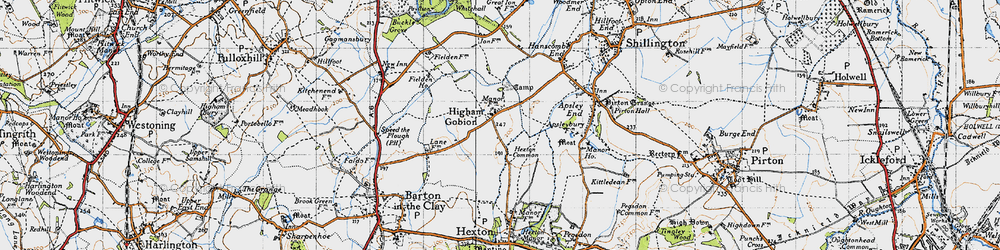 Old map of Higham Gobion in 1946