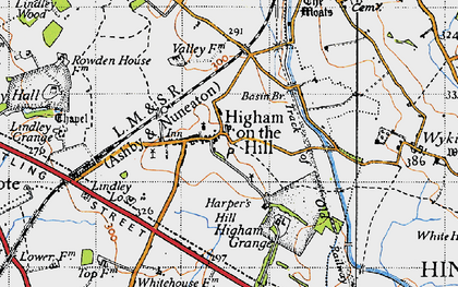 Old map of Higham on the Hill in 1946
