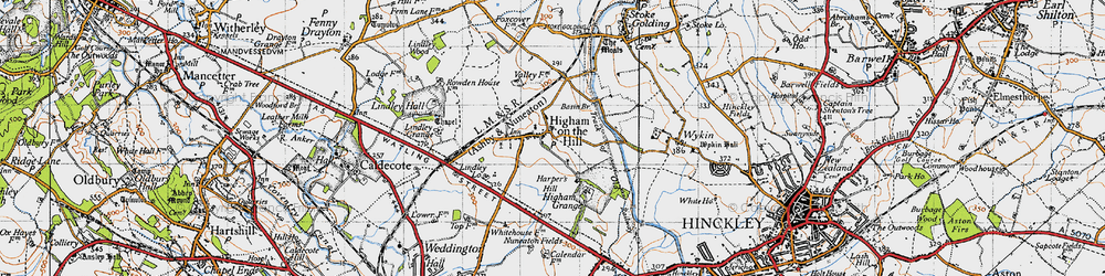 Old map of Higham on the Hill in 1946