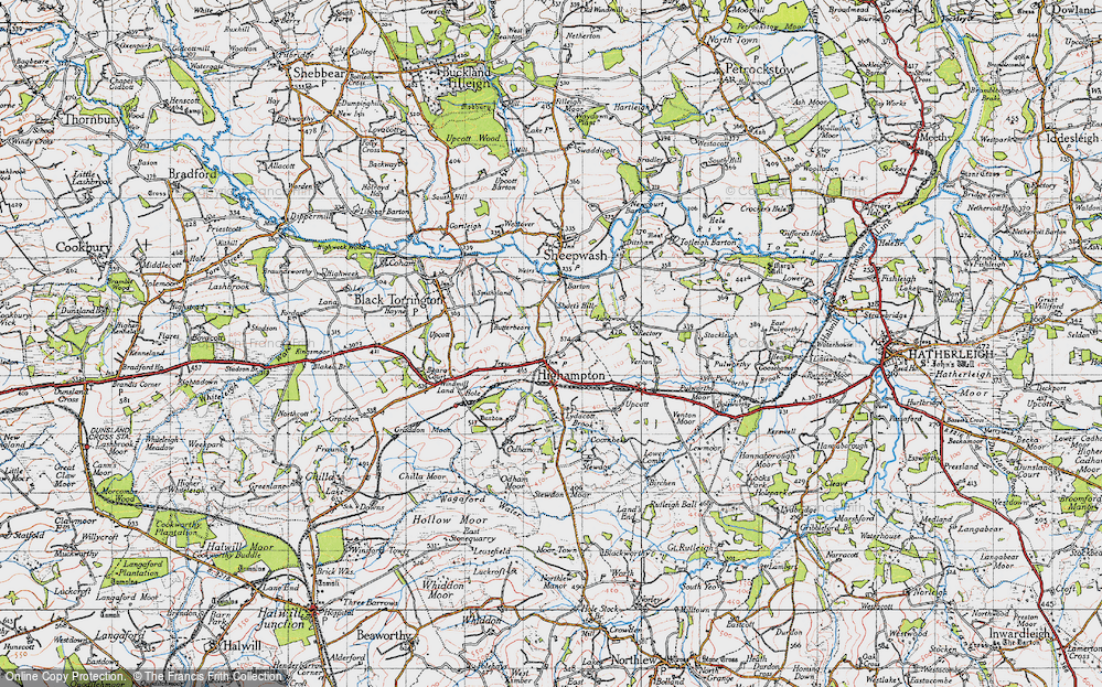 Old Map of Historic Map covering Lydacott in 1946