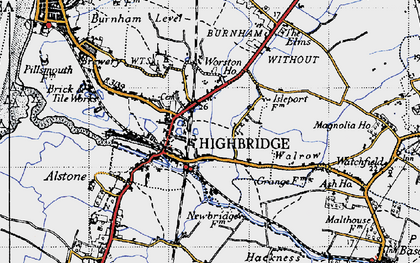 Old map of Highbridge in 1946