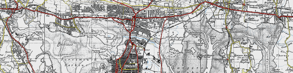 Old map of Highbury in 1945