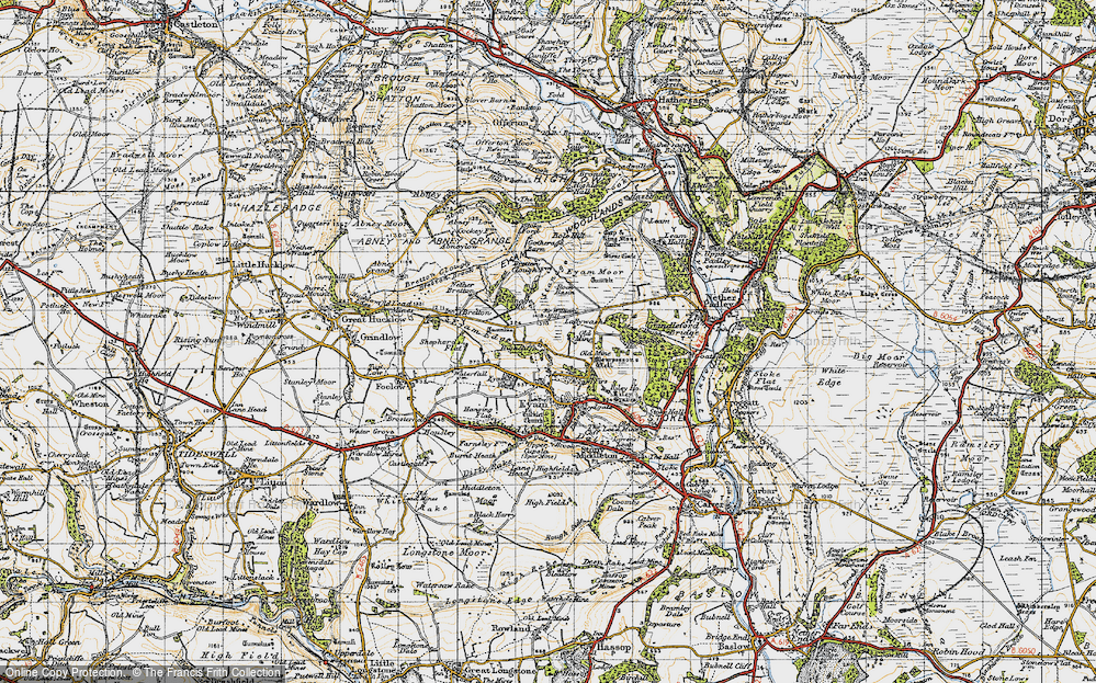 Old Map of Historic Map covering Stanage in 1947