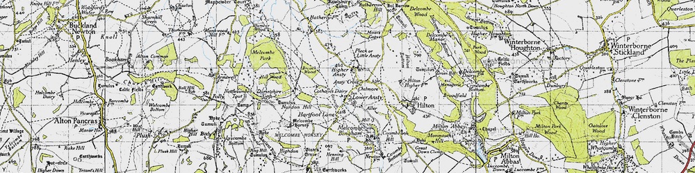 Old map of Higher Ansty in 1945