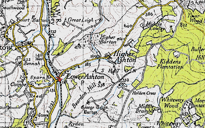 Old map of Higher Ashton in 1946