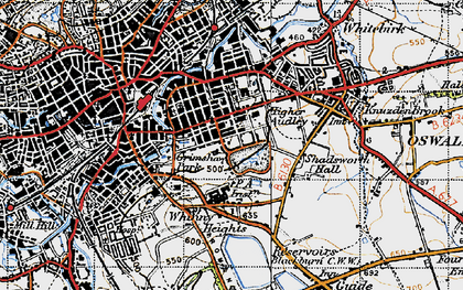Old map of Higher Audley in 1947