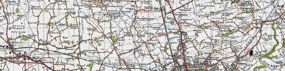 Old map of Higher Bartle in 1947