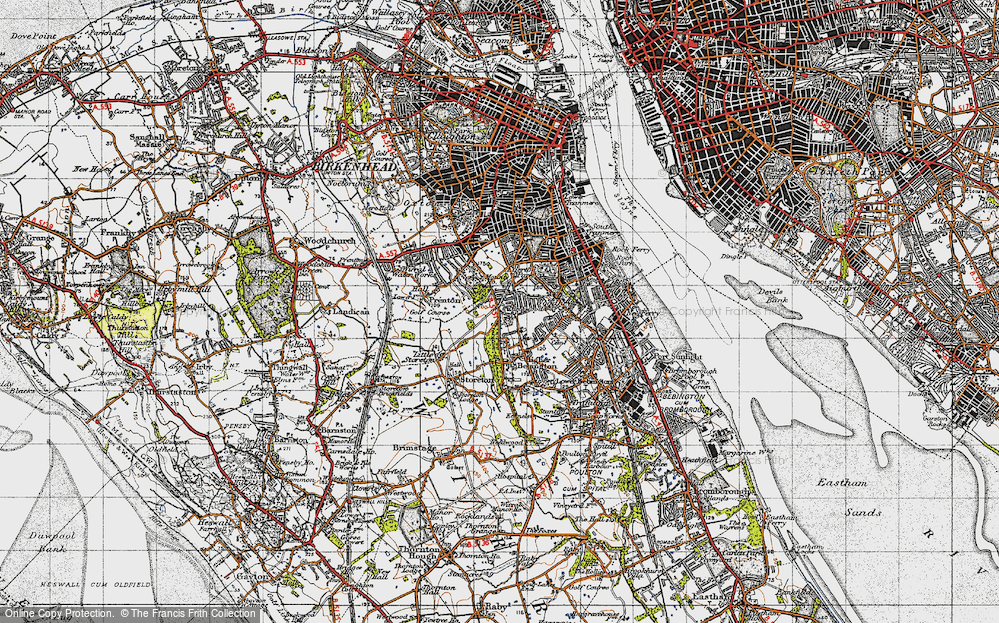 Old Map of Higher Bebington, 1947 in 1947
