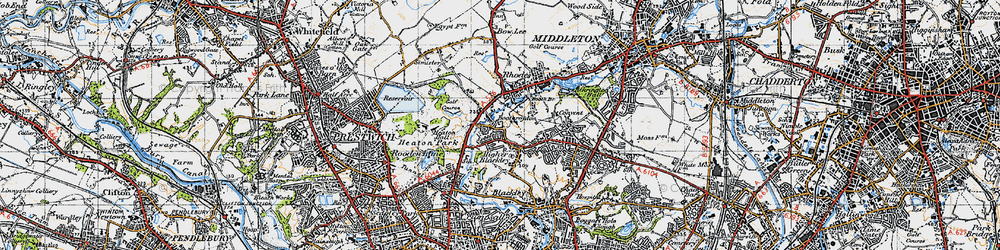 Old map of Higher Blackley in 1947