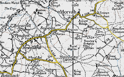 Old map of Higher Bojewyan in 1946