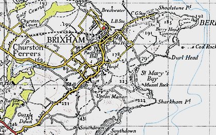 Old map of Berry Head in 1946