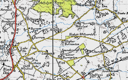 Old map of Higher Burrowtown in 1946
