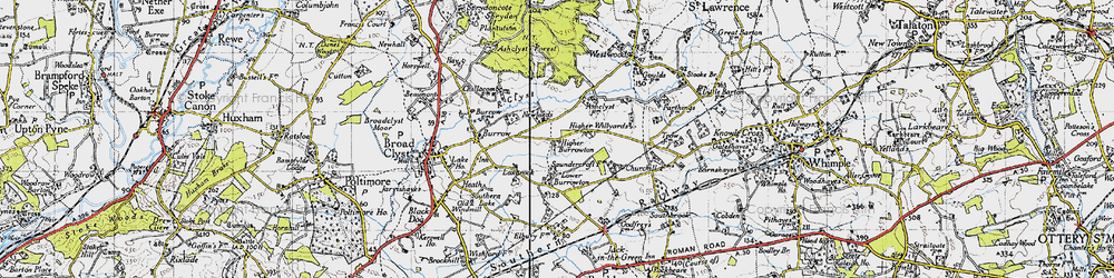 Old map of Higher Burrowtown in 1946