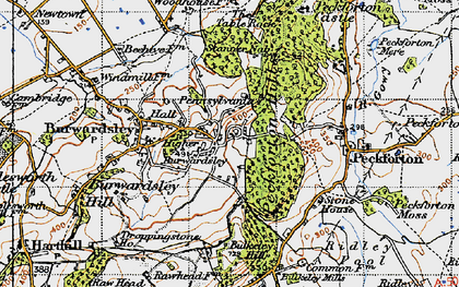 Old map of Higher Burwardsley in 1947