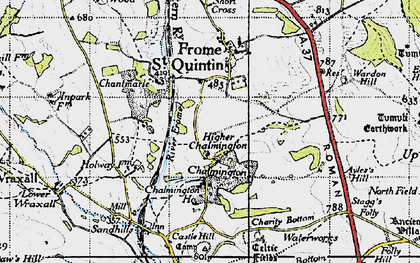 Old map of Higher Chalmington in 1945
