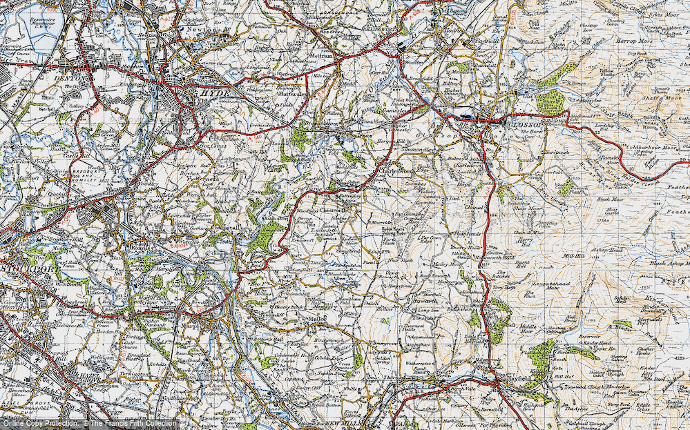 Old Map of Higher Chisworth, 1947 in 1947