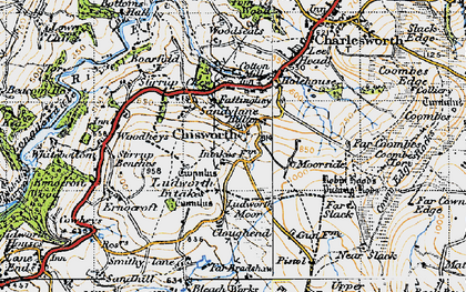 Old map of Higher Chisworth in 1947