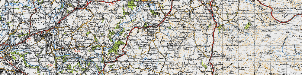 Old map of Higher Chisworth in 1947