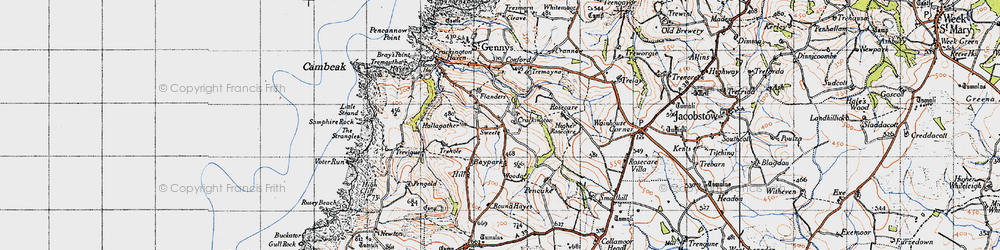 Old map of Higher Crackington in 1946