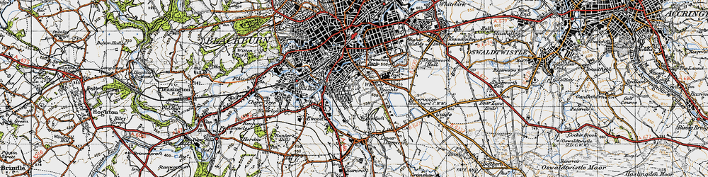 Old map of Higher Croft in 1947