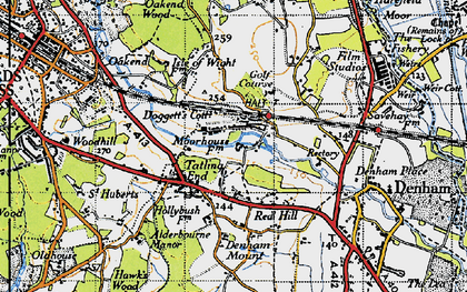 Old map of Higher Denham in 1945