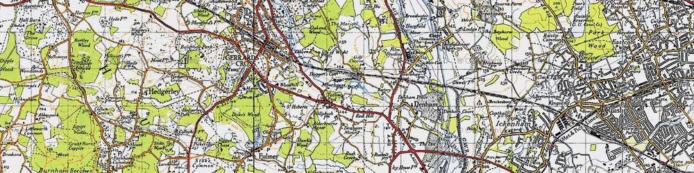 Old map of Higher Denham in 1945