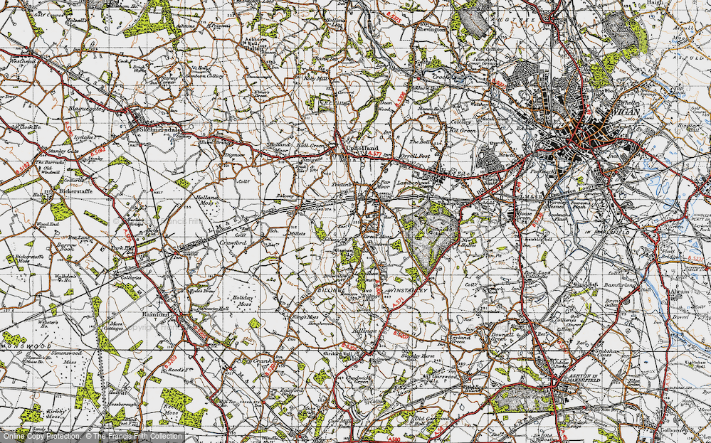 Old Map of Historic Map covering Upholland Sta in 1947