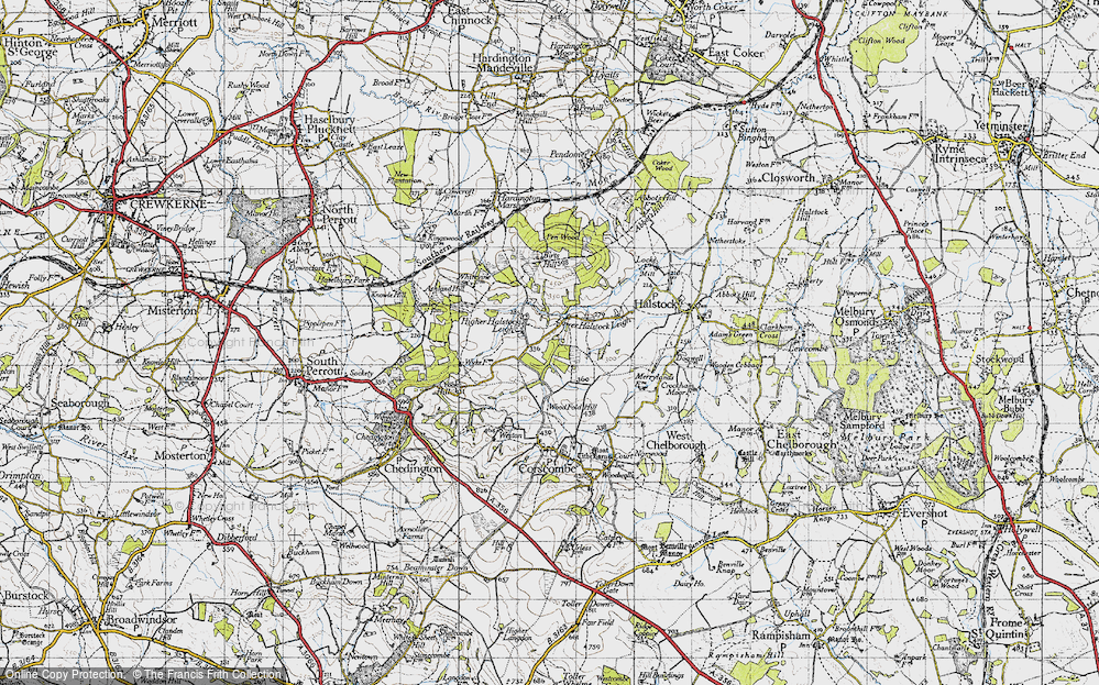 Old Map of Higher Halstock Leigh, 1945 in 1945