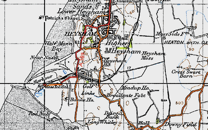 Old map of Higher Heysham in 1947