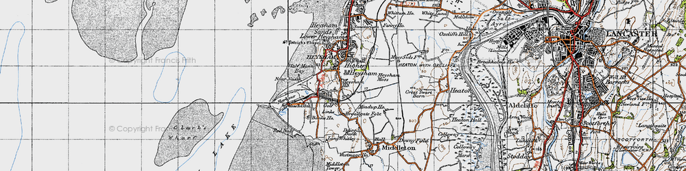 Old map of Higher Heysham in 1947