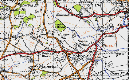 Old map of Higher Holton in 1945