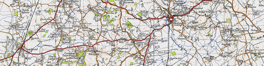 Old map of Higher Holton in 1945