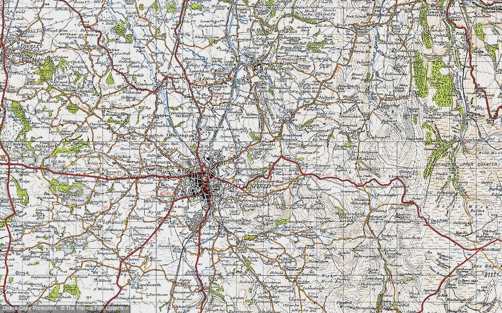 Old Map of Higher Hurdsfield, 1947 in 1947