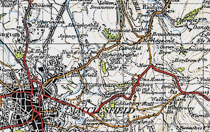 Old map of Higher Hurdsfield in 1947