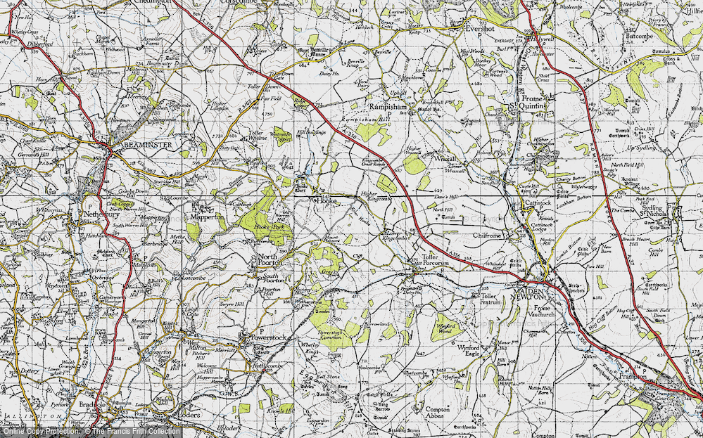 Old Map of Higher Kingcombe, 1945 in 1945