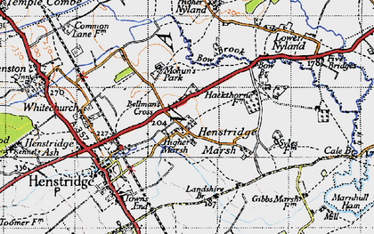 Old map of Higher Marsh in 1945