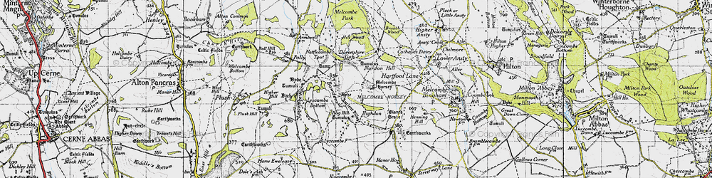 Old map of Higher Melcombe in 1945
