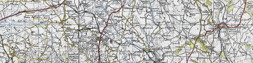 Old map of Higher Menadew in 1946