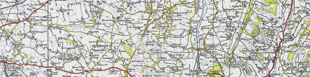 Old map of Aylesbeare Hill in 1946