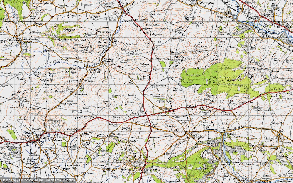 Old Map of Historic Map covering Bockerly Hill in 1946