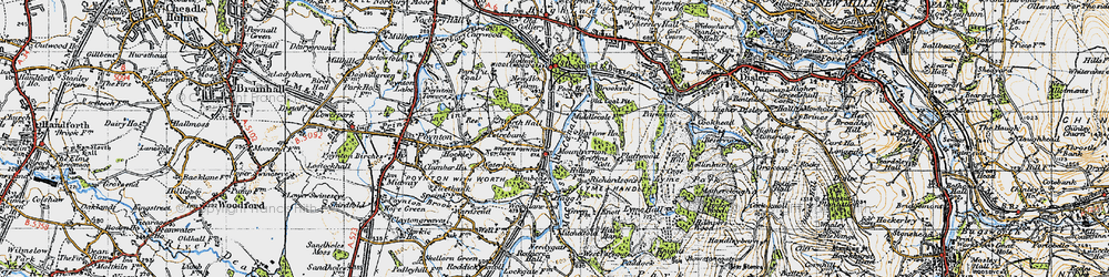 Old map of Higher Poynton in 1947
