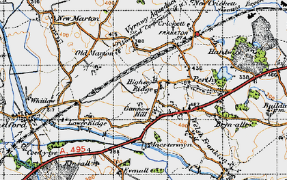 Old map of Higher Ridge in 1947