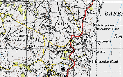 Old map of Higher Rocombe Barton in 1946