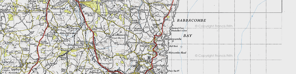 Old map of Higher Rocombe Barton in 1946